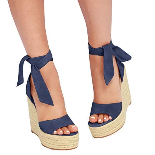 Liyuandian Women's Platform Espadrille Wedges Heel Sandals with Ankle Strap