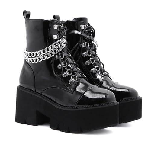 Rui Yue Women's Chunky Ankle Zipper Combat Boots