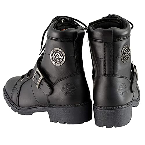 Milwaukee Premium Black Lace-Up Motorcycle Boots for Women