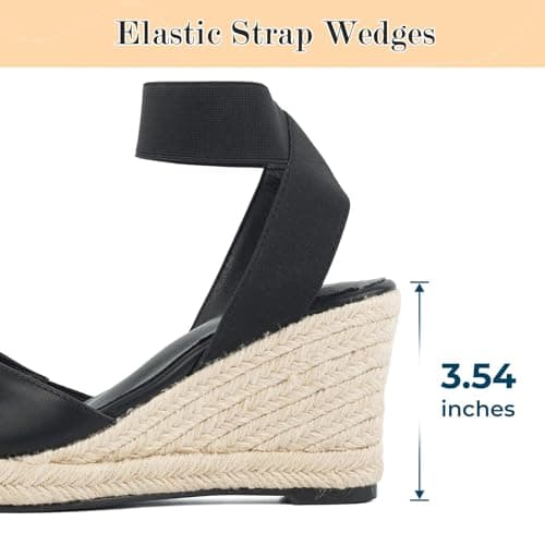 Elastic Ankle Strap Putu Espadrille Wedge Sandals for Women