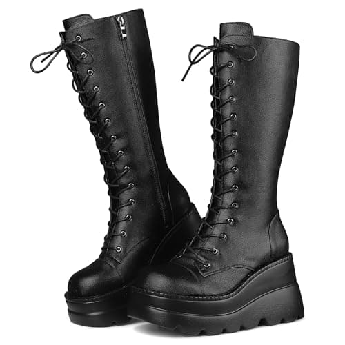 CELNEPHO Women's High Platform Mid Calf Wedges Round-Toe Side Zip Punk Combat Boots
| CELNEPHO High Heel Women's Mid Calf Wedges Round-Toe Side Zip Combat Boots for Women
| CELNEPHO Women's Chunky High Heel Mid Calf Wedges Round-Toe Side Zip Combat