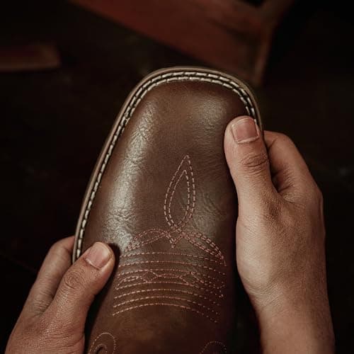 Platikly Men's Square Toe Western Boot with Flag Emblem