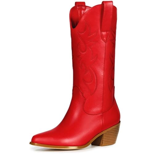 MUCCCUTE Western Cowboy Boots for Women Wide Calf Pointed Toe