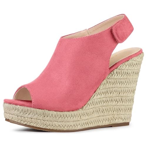 Allegra K Women's Espadrille Platform Heeled Wedge Sandals