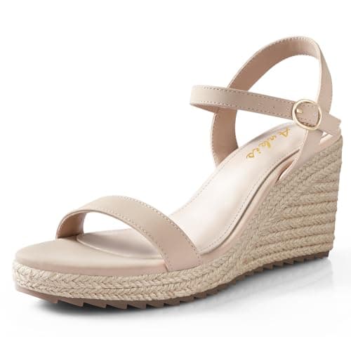 Ankis Platform Wedge Sandals for Women, Black, Brown, White, Nude Espadrille - Summer Comfort High Heel