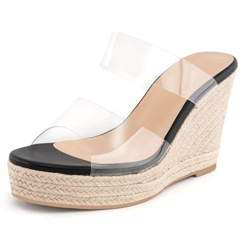 WIRALOMI Women's Clear Wedge Heel Beach Sandals