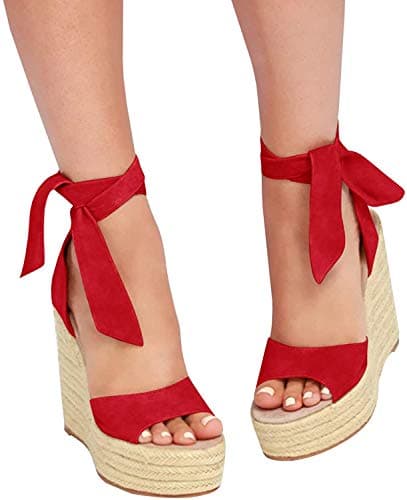 Liyuandian Women's Platform Espadrille Wedges Heel Sandals with Ankle Strap