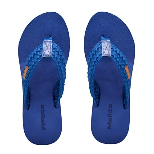 MALIDA Women's Arch Support Wedge Flip Flops with Soft Rubber Sole