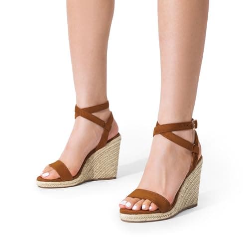 Dream Pairs Women's Dressy Open Toe Espadrille Wedge Sandals with Bucklestrap