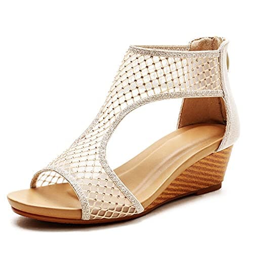 WOJWSKI Women's High Heel Slide Sandal with Zip Back Platform