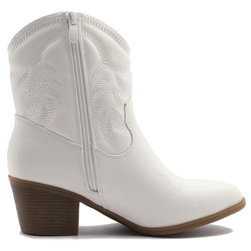GLOBALWIN Women's Mid-Calf Western Cowboy Boots Fashion Cowgirl Low Heel