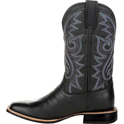 Retro Western Cowboy Boots for Menchunky Heel Pull-On Leather Toe Embroidery
