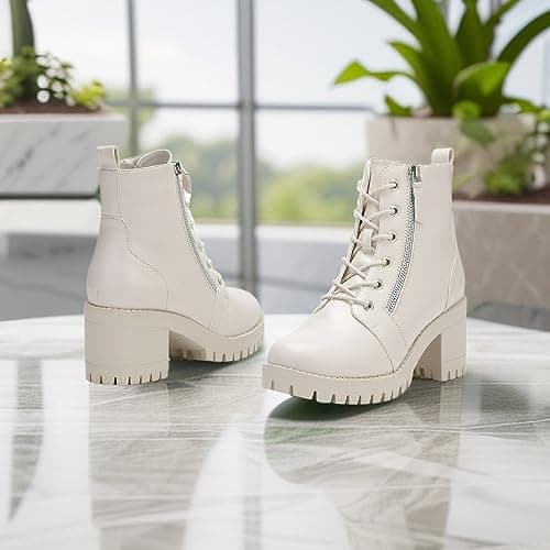 EETTARO Women's Fashion Chunky Heel Ankle Boots with Side Zip