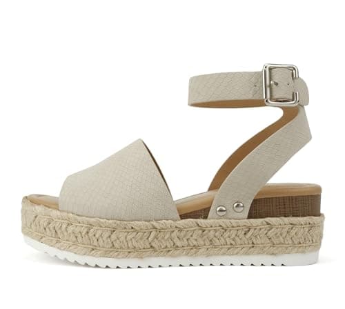 Soda Open Toe Buckle Ankle Strap Flatform Wedge Casual Espadrille Sandal