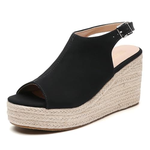 Tilocow Women's Ankle Strap Espadrille Wedges