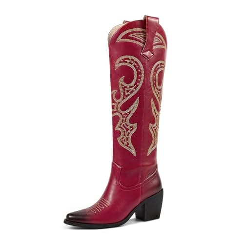 Wetkiss Women's Knee-High Rhinestone Western Boots