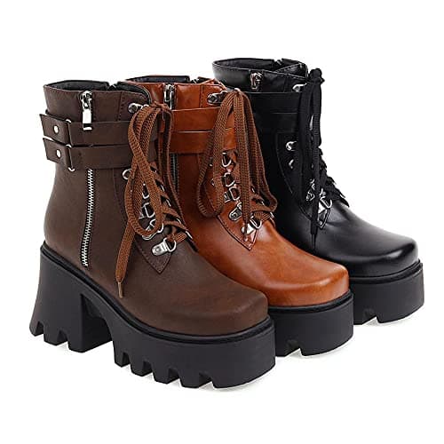 Gothic Platform Combat Ankle Boots for Women