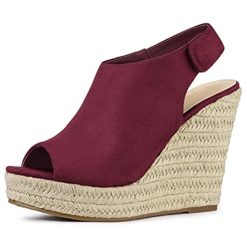 Allegra K Women's Espadrille Platform Heeled Wedge Sandals