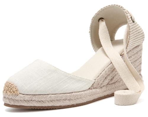 U-lite Womens Espadrille Wedge Sandals Ankle Strap Slingback