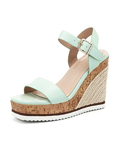 Coutgo Women's Espadrille Wedge Platform Sandals Open Toe Ankle Buckle Strap Casual Summer Shoes