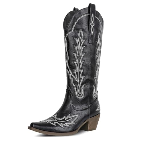 Cowgirl Boots for Women: Knee High Western Style with Embroidered Pointed Toe