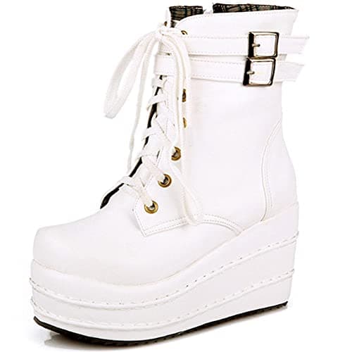 Hidden Wedge Lace Up Platform Ankle Boots for Women