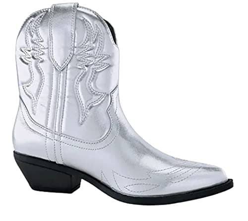 Soda Women's Cowgirl Cowboy Western Stitched Short Booties Pointed Toe (Wide Fit Available)