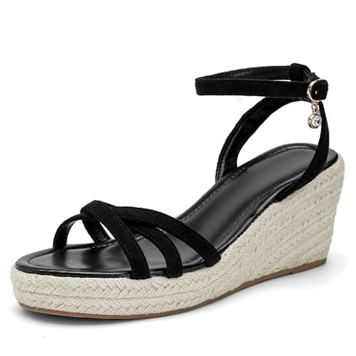 Dressy Strappy Espadrille Wedge Sandals for Women with Cushioned Insole