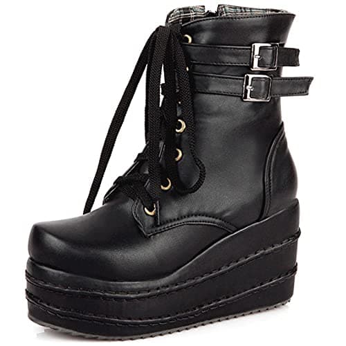 Hidden Wedge Lace Up Platform Ankle Boots for Women