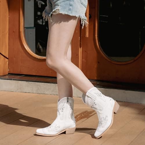 Sparkly Rhinestone Cowboy Boots for Women | Cusolemore Short Western Ankle Boot