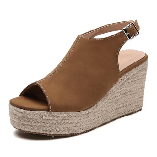 Tilocow Women's Ankle Strap Espadrille Wedges