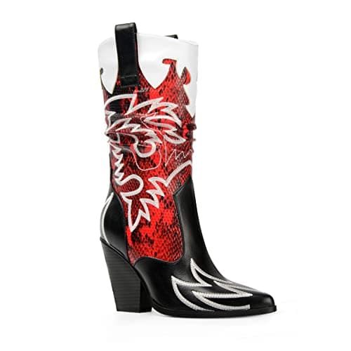 ANN CREEK Women's Contrast Mid Calf Cowboy Boots