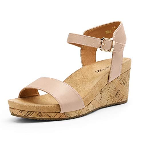 Dream Pairs Women's Open Toe Buckle Ankle Strap Platform Wedge Sandals