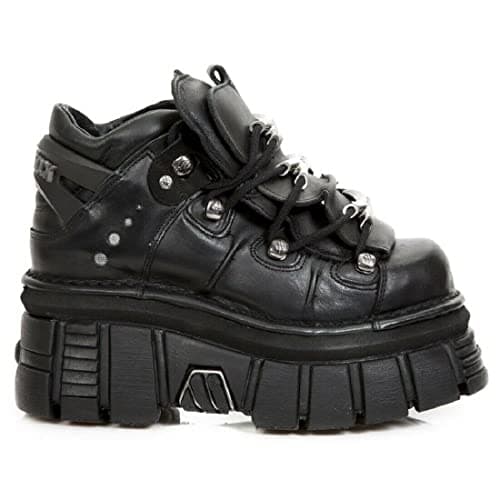 New Rock 106 S29 Women's Gothic Punk Black Metallic Ankle Boots
