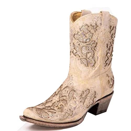 Women's Rhinestone Cowboy Boots for Rodeo - Mid Calf Western Style