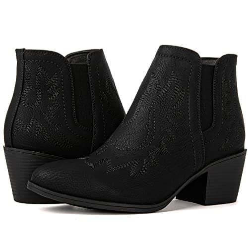 GLOBALWIN Women's Pull-On Ankle Boots Western Cowboy Cowgirl Style