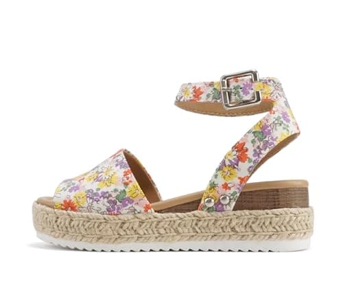 Womens Casual Espadrilles with Trim Flatform Studded Wedge