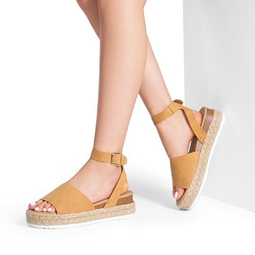 Dream Pairs Women's Comfortable Casual Ankle Strap Espadrille Wedge Shoes