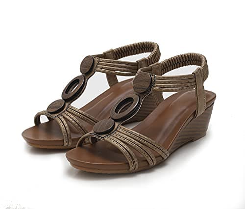FRALOSHA Women's Comfortable Open Toe Wedge Heel Sandals