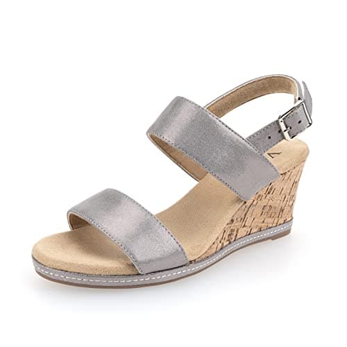 VJH Confort Women's Cork Wedge Sandals with Buckle Strap