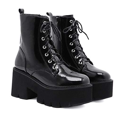Rui Yue Women's Chunky Ankle Zipper Combat Boots