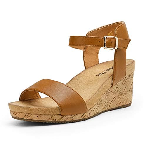 Dream Pairs Women's Open Toe Buckle Ankle Strap Platform Wedge Sandals