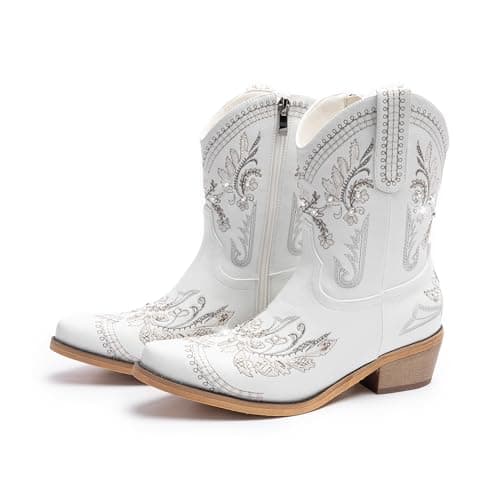 Sparkly Rhinestone Cowboy Boots for Women | Cusolemore Short Western Ankle Boot