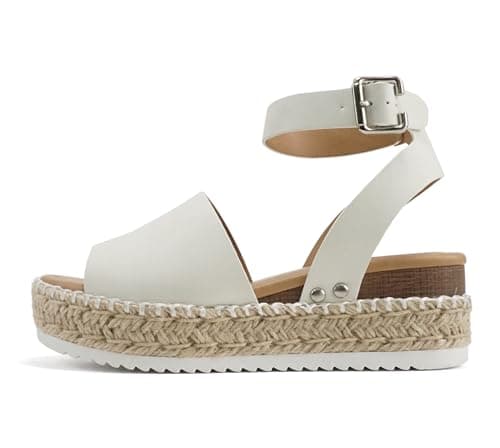 Soda Open Toe Buckle Ankle Strap Flatform Wedge Casual Espadrille Sandal
