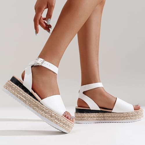 Vepose Women's 400A Platform Wedge Espadrille Sandals with Ankle Strap