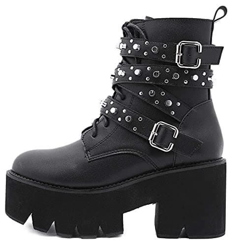 Mikarka Goth Ankle Boots for Women Chunky Heel Platform Motorcycle Riding Boots  
Mikarka Goth Ankle Boots for Women Studded Chain Mid Calf Boots Motorcycle Riding Style  
Mikarka Goth Ankle Boots for Women Zipper Mid Chunky Heel Platform Combat Boot