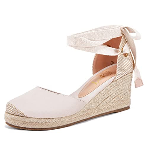 Ruanyu Women's Lace-Up Platform Espadrille Wedge Sandals