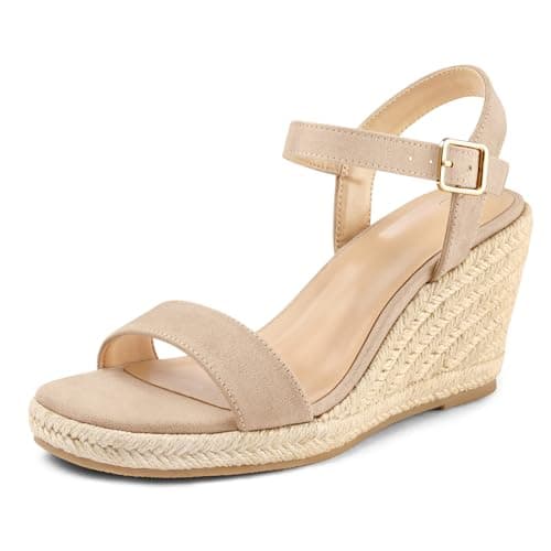 mysoft Women's Platform Espadrille Wedge SandalsCasual Summer Ankle Strap