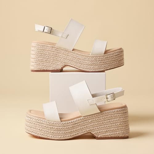 EQAUDES Women's Summer Open Toe Wedge Espadrille Sandals