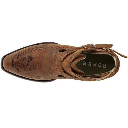 Roper Women's Willa Embroidery Casual Brown Boot - Low Heel-Ankle